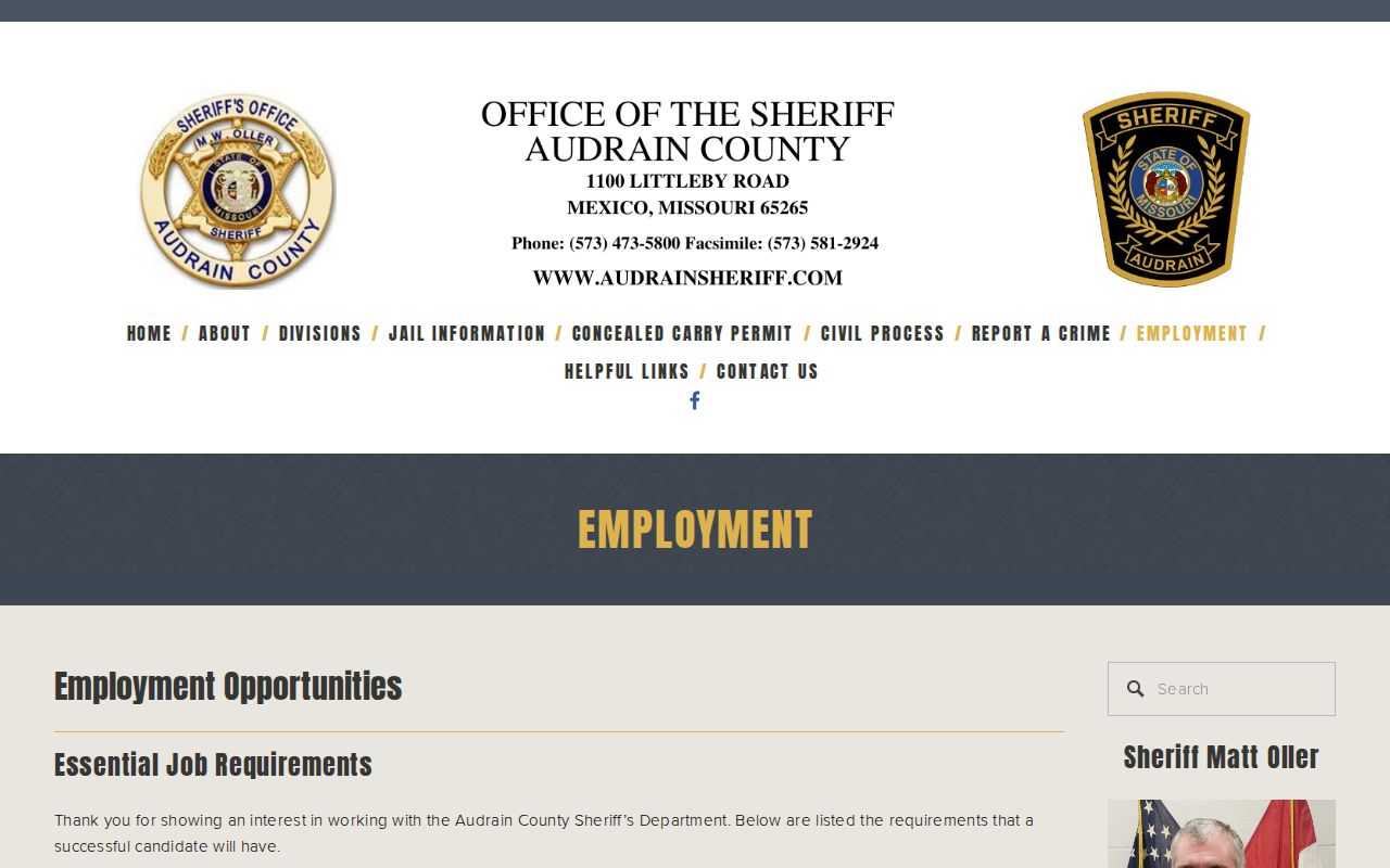 Audrain County 72 hour release and transfer duties