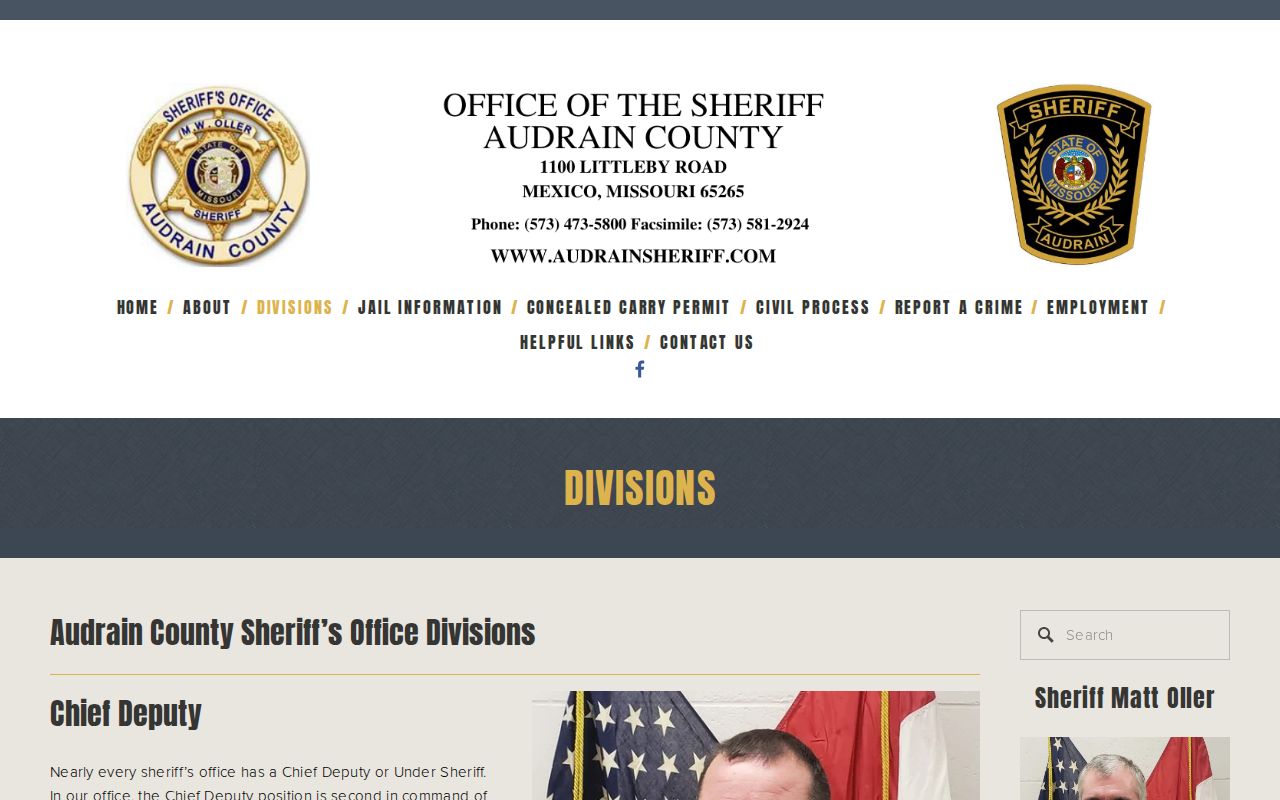 Audrain County Jail release and transport division details